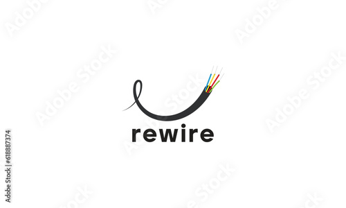 colorful cable wire logo design template. photo