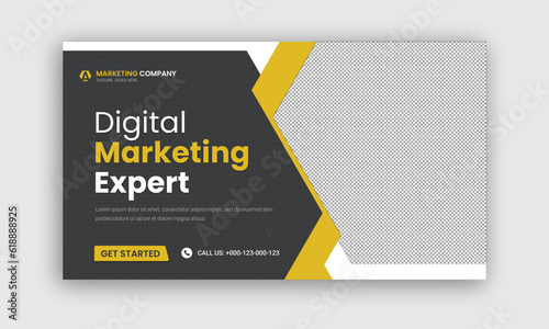 Corporate business and digital marketing youtube thumbnail or web banner template