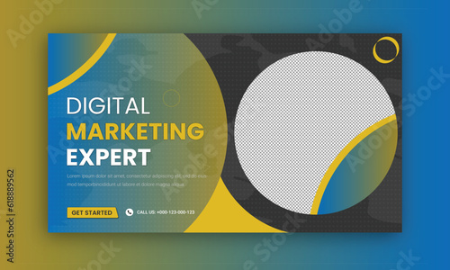 Corporate business and digital marketing youtube thumbnail or web banner template
