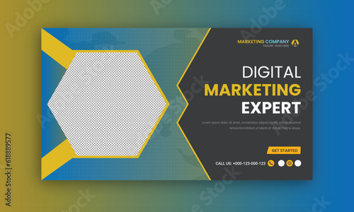 Corporate business and digital marketing youtube thumbnail or web banner template