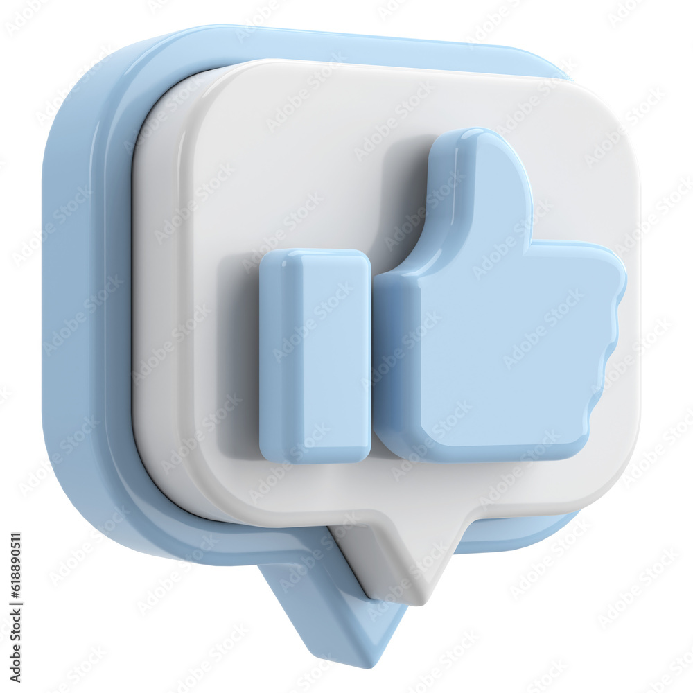 Like icon. Like button. 3D illustration.