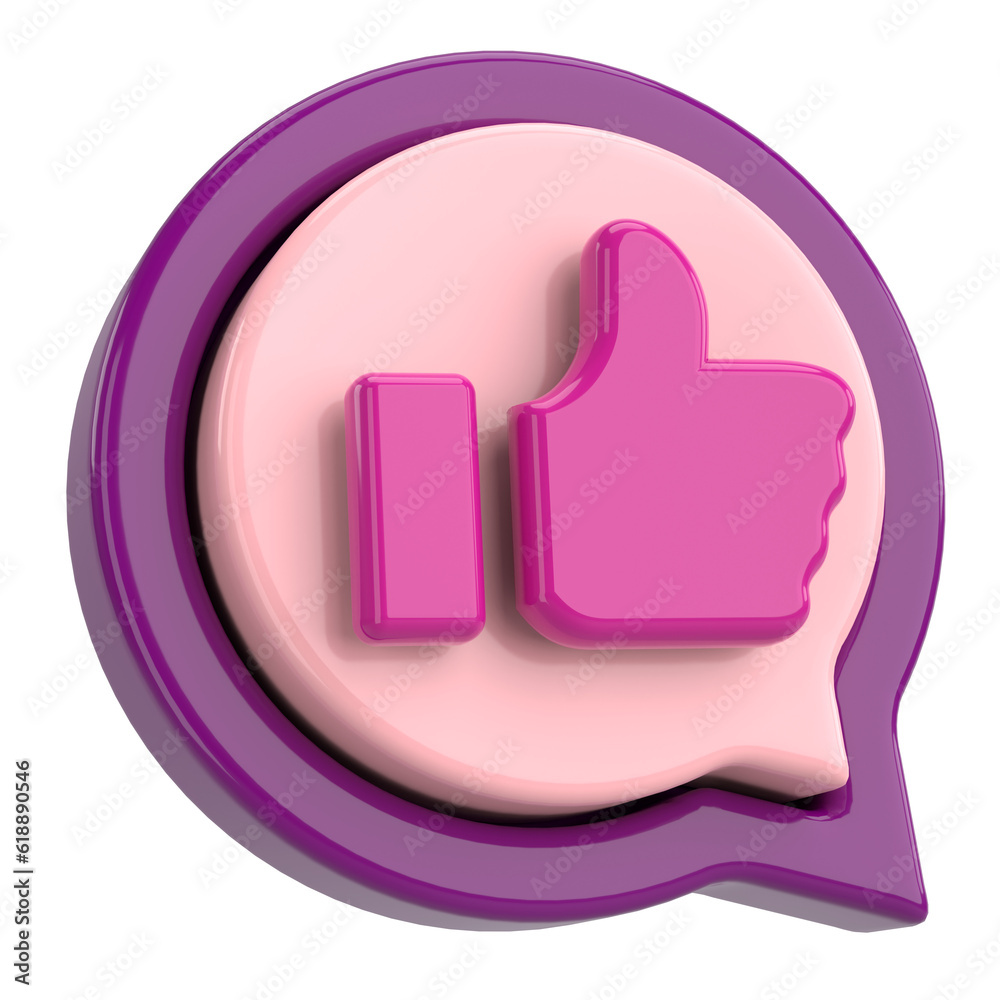 Like icon. Like button. 3D illustration. Like icon. Like button. 3D illustration.
