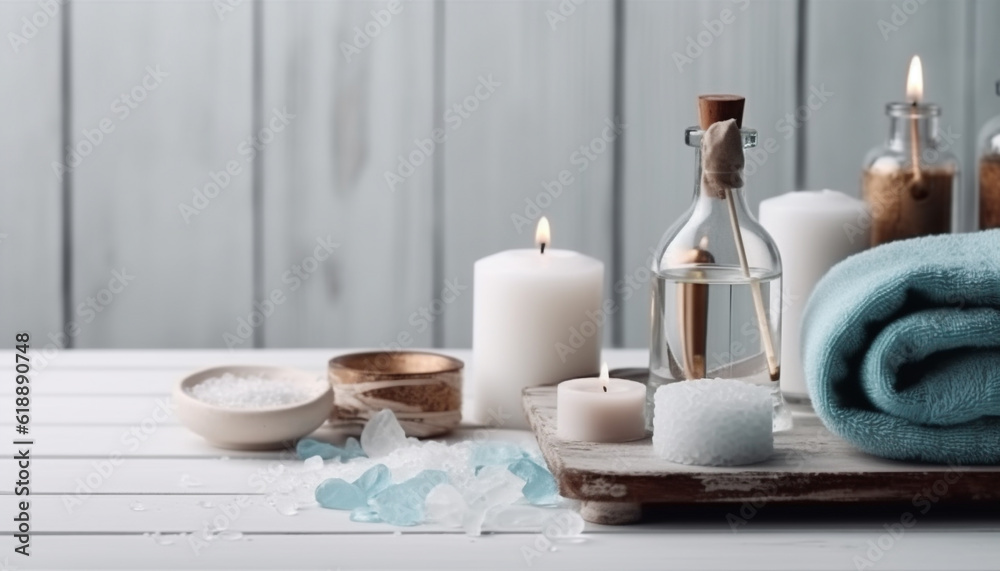 Luxury spa treatment candlelit aromatherapy for relaxation generated by AI