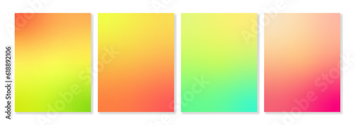Set of vector gradient backgrounds in bright summer colors. For covers, greeting cards, invitations, branding, social media, posters and other projects. For web and print.