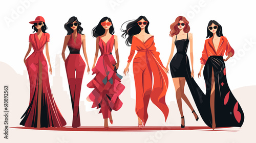 Fashion models doodle style whit vector illustration