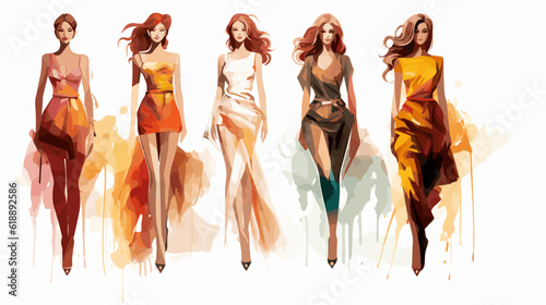 Fashion models sketch white vector illustration