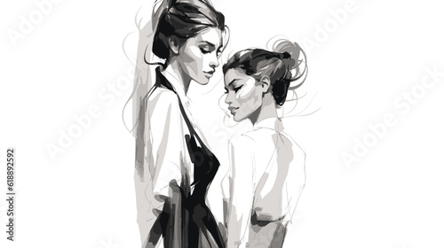 Fashion models sketch white vector illustration