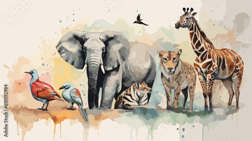various animal illustrations safari, africa