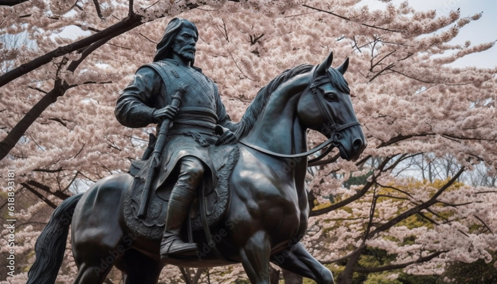 Fototapeta premium Stallion mane flows in the wind outdoors generated by AI