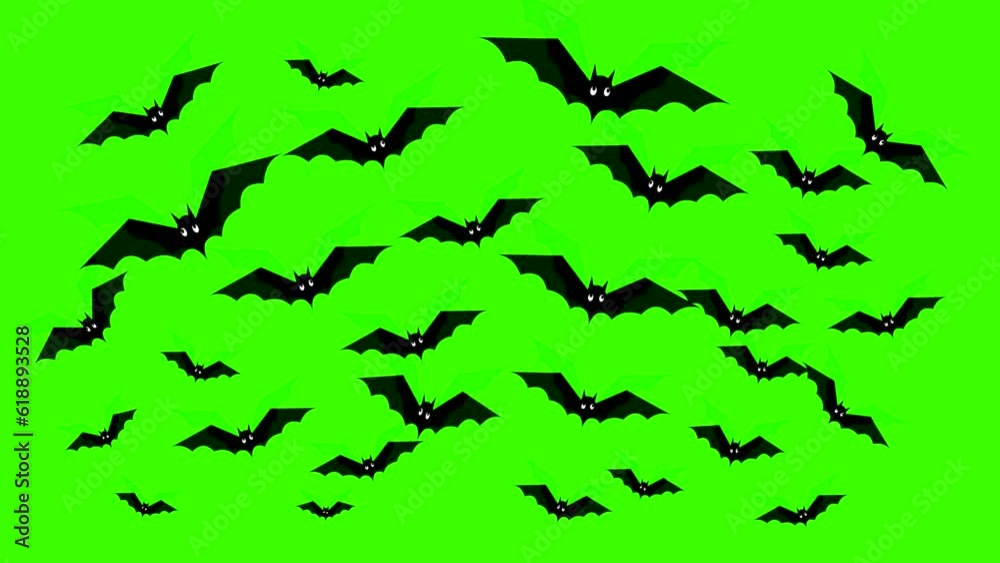 Animated video with several bats flying on the screen with green background, halloween. Animated video with several bats flying on the screen with green background, halloween.
