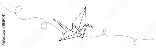 Crane origami line art vector illustration