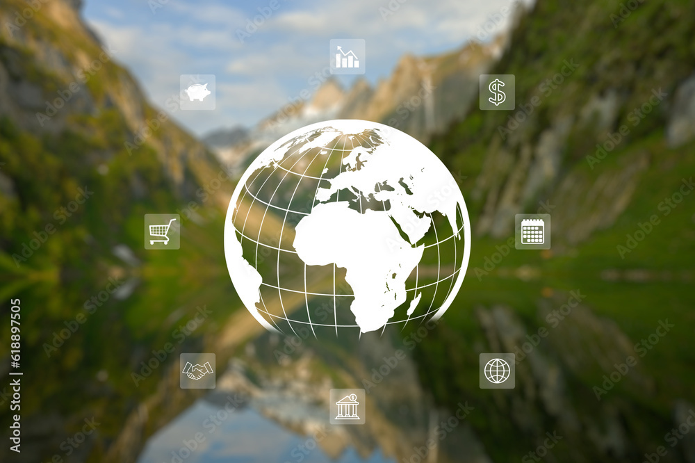 Crystal globe putting on moss, ESG icon for Environment Social and ...