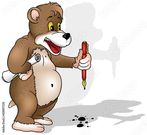 The Brown Bear Holds a Red ...