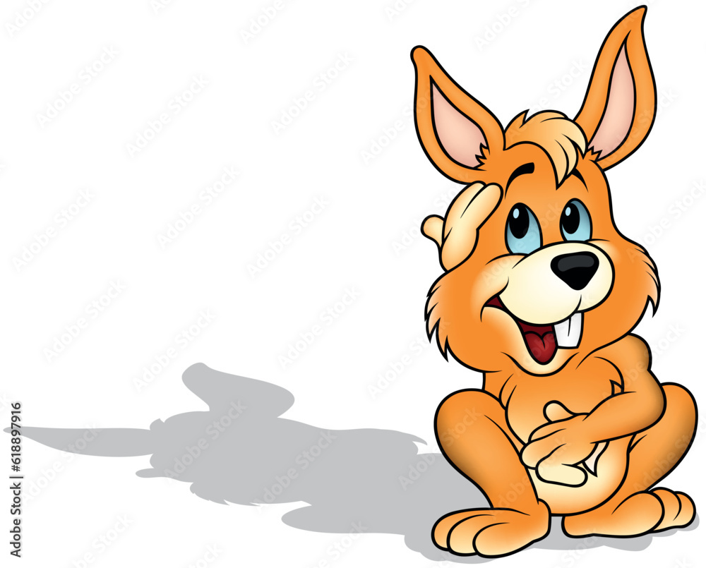 Orange Sitting Bunny with a Naughty Smile