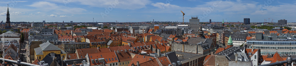 Panoramic view of Copenhagen from the tower Rundetaarn, Europe, Northern Europe
