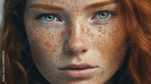 Woman with Freckles Generative Ai