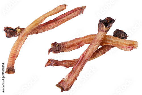 Top view of natural dried treats for dogs