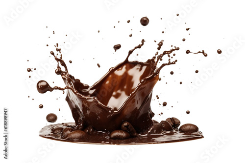Dynamic Coffee Bean Splash drop on Isolated Transparent Background
