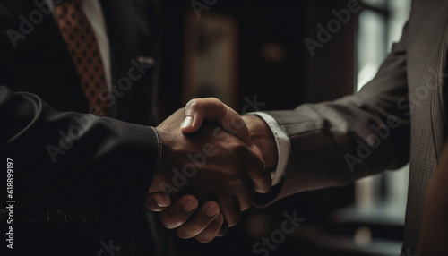 Successful business agreement between two well dressed men generated by AI