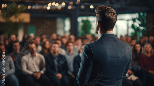 Engaged Audience in a Conference Hall: Captivating Lecture by Male Speaker on Business and Entrepreneurship.
Generative AI