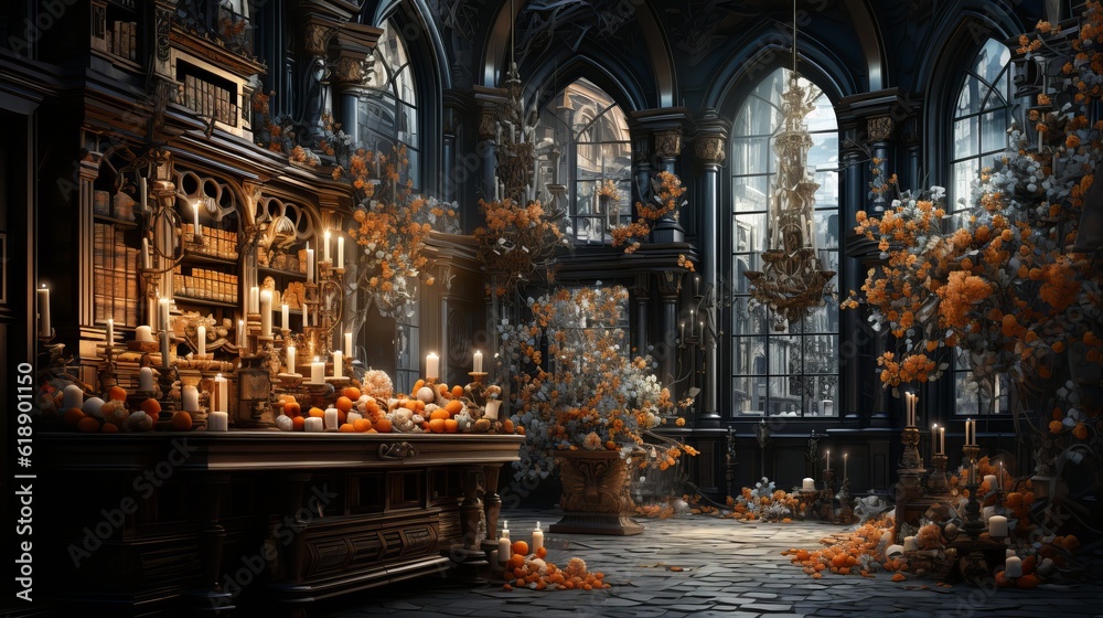 Fototapeta premium Ancient castle interiors Generative AI