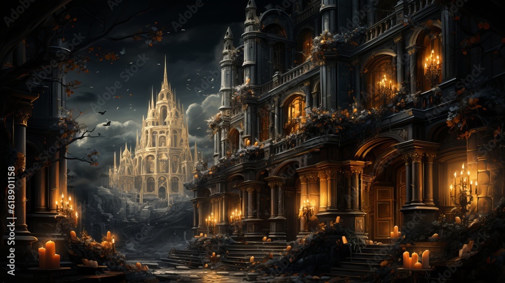 Obraz premium Ancient castle interiors Generative AI