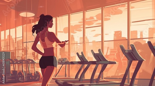 Drawing girl in the gym Generative AI