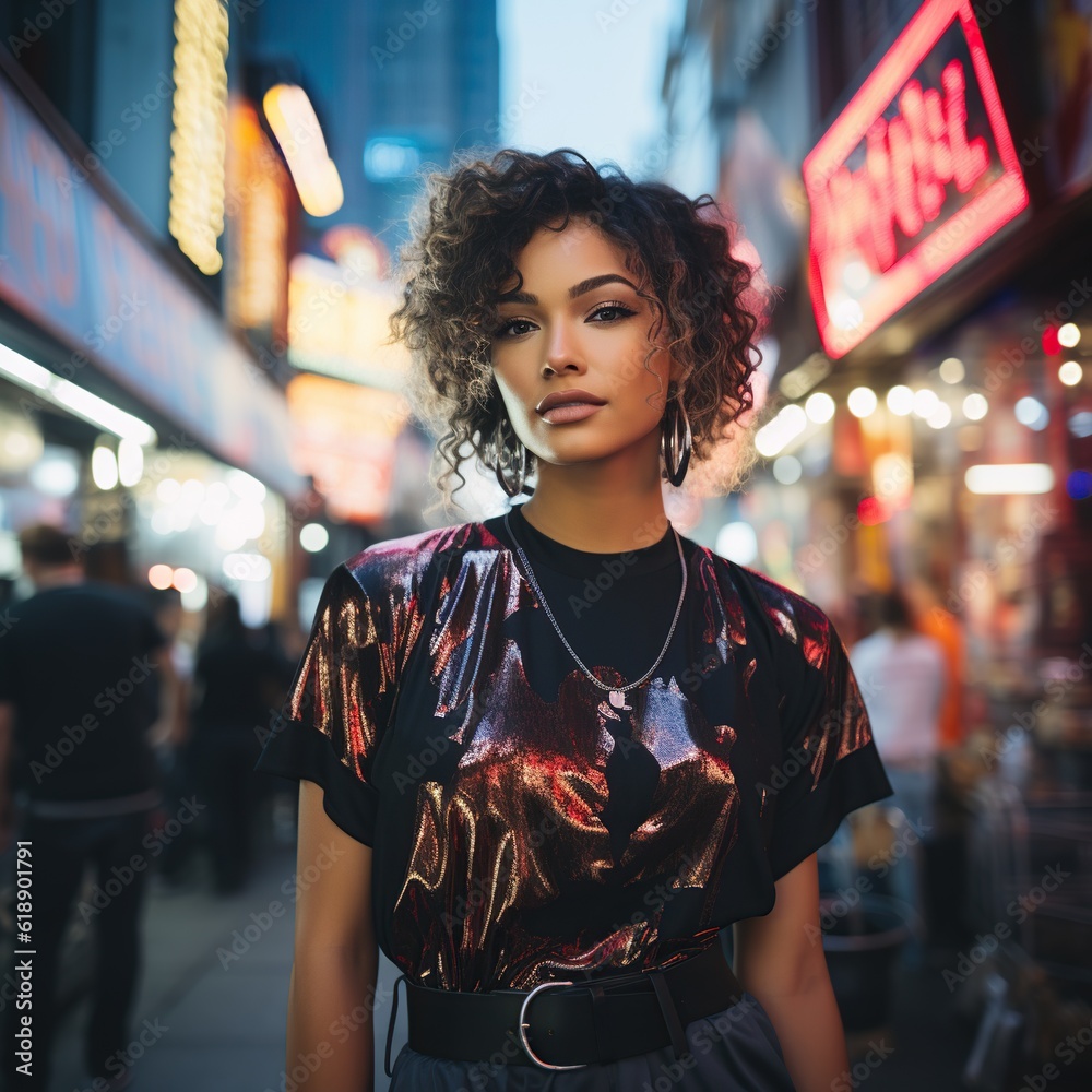 Illustration of a street fashion, AI Generated Illustration of a street fashion, AI Generated