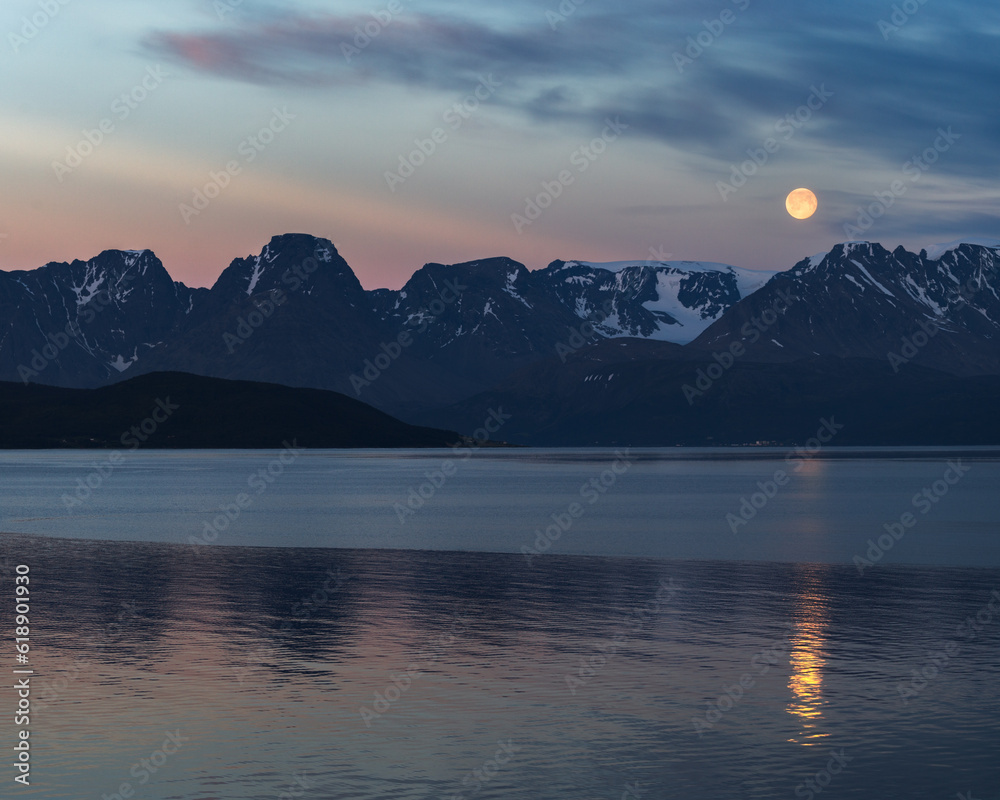 Moonset over Lyngen Alps