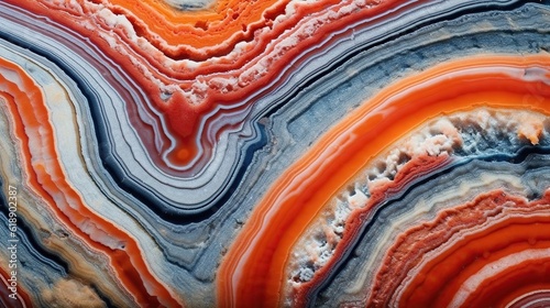 Abstract expressive structure slice mineral stone. Amazing banded crystal cross section as a background. Generative AI. Illustration for banner, poster, cover, brochure or presentation.