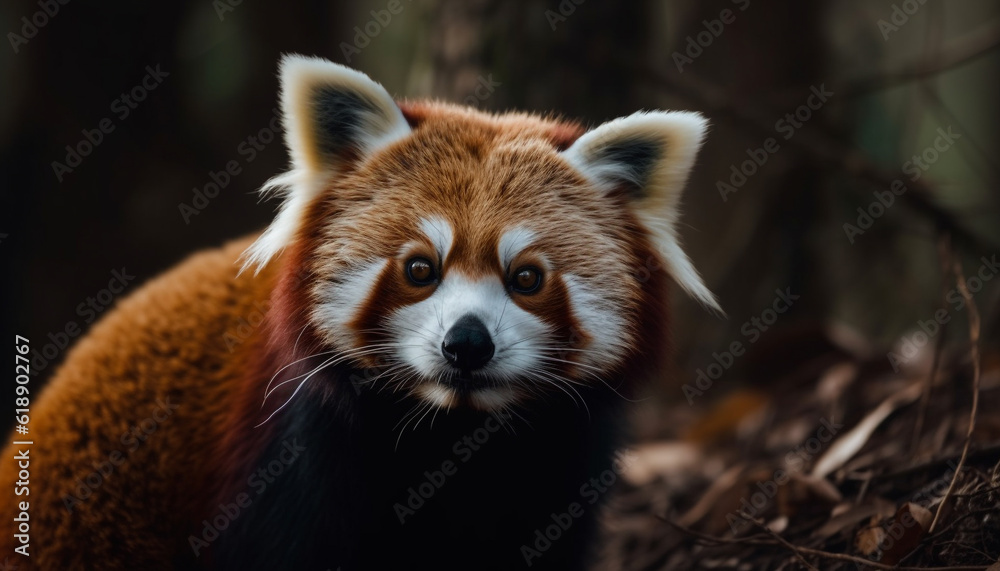 Fototapeta premium Cute mammal staring, selective focus on eye generated by AI