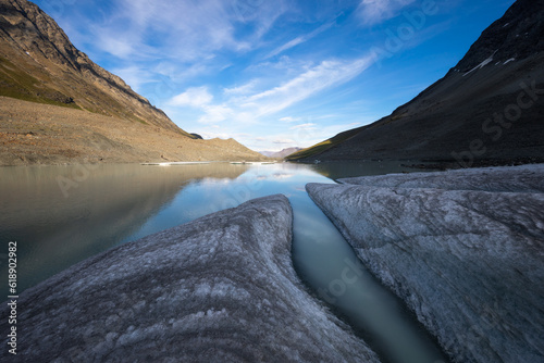Glacial lake in evening light