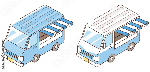 かわいいキッチンカー　アイソメトリック