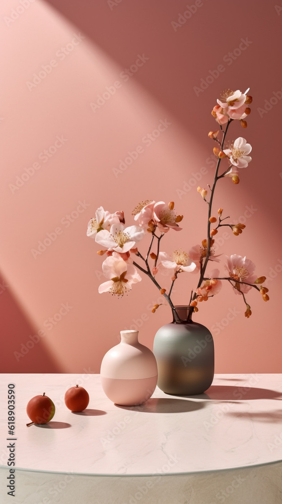 still life of a make up cream spray bottle in a bookah nature style, spa beauty photography, mock up generative ai