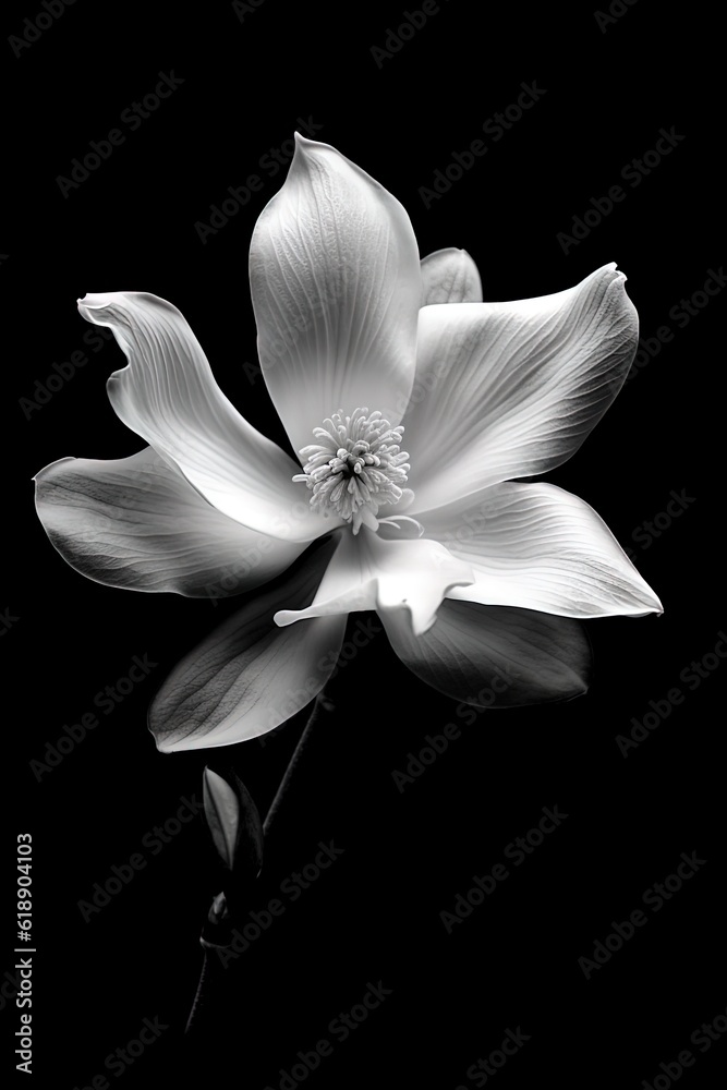 abstract magnolia petals, black and white illustration. Generative AI abstract magnolia petals, black and white illustration. Generative AI