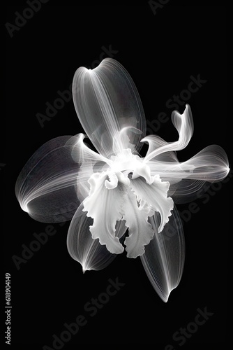 abstract orchid petals  black and white illustration. Generative AI