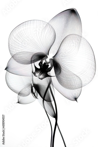 abstract orchid petals, black and white illustration Fototapet