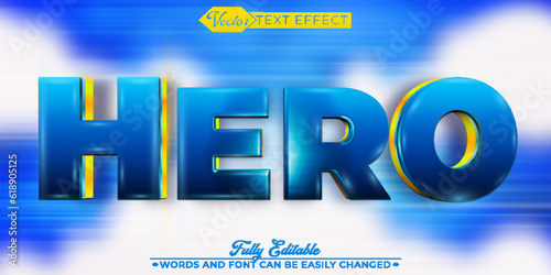 Blue Hero Vector Editable Text Effect Template