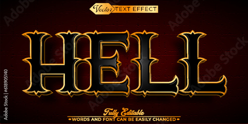 Golden And Black Hell Vector Editable Text Effect Template