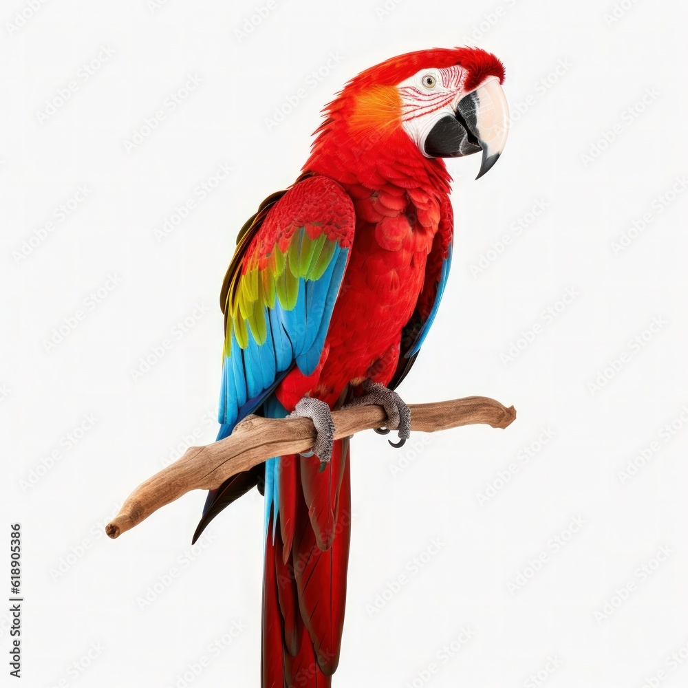 Fototapeta premium Red macaw isolated. Illustration AI Generative.
