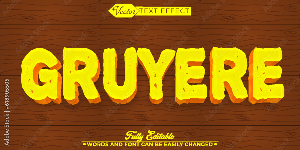 Cartoon Gruyere Vector Editable Text Effect Template Stock Vector