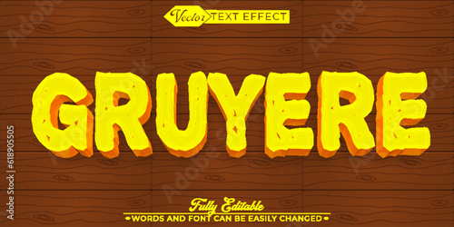 Cartoon Gruyere Vector Editable Text Effect Template