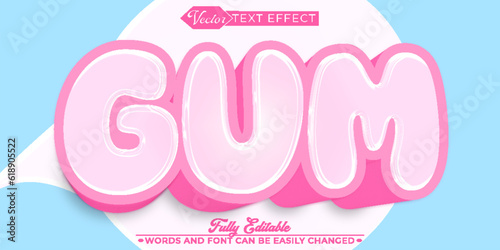 Cartoon Bubblegum Vector Editable Text Effect Template