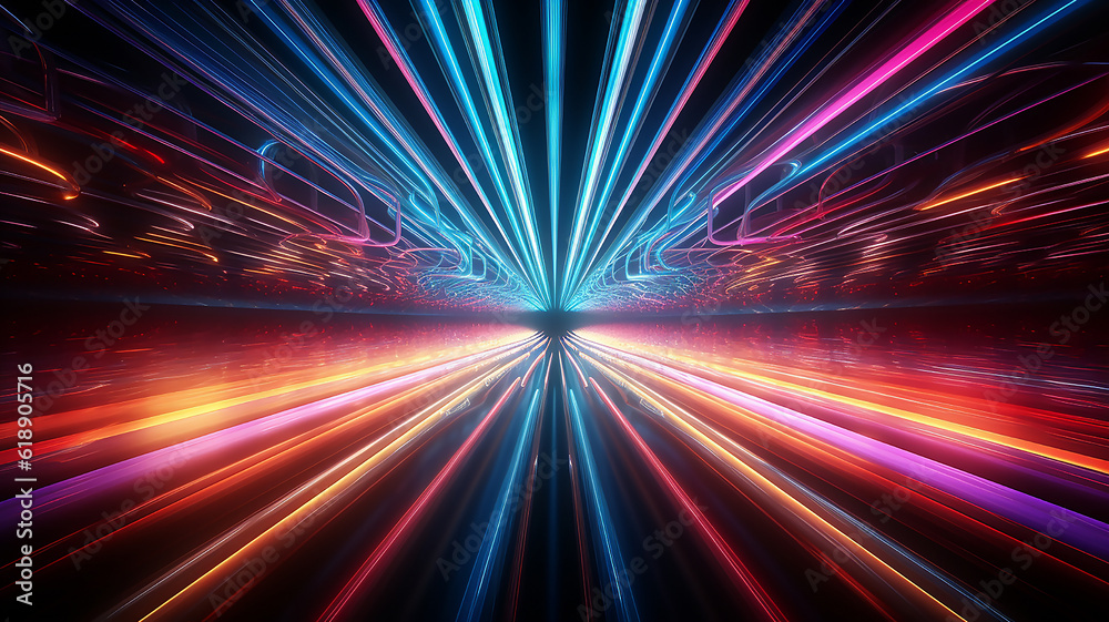 Obraz premium abstract multicolor spectrum background, bright orange blue colorful glowing lines, generative AI tools 