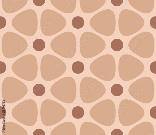 Geometric seamless pattern. Abstract background of colored geometric shapes. Colored triangles rounded corner and circles. Simple design wallpaper for web design, textile printing and wrapping paper.