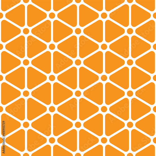 Geometric seamless pattern. Abstract background of colored geometric shapes. Colored triangles rounded corner and circles. Simple design wallpaper for web design, textile printing and wrapping paper.