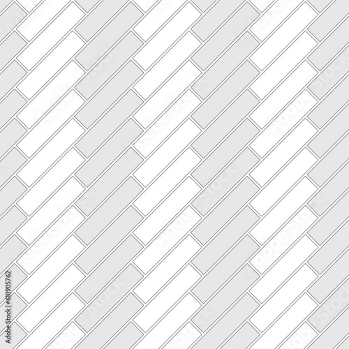Brickwork texture seamless pattern. Diaganal appearance of Stretcher brick bond. Quarter ladder masonry design. Seamless monochrome vector illustration.