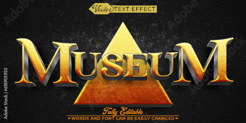 Cartoon Old Histoic Worn Museum Vector Editable Text Effect Template