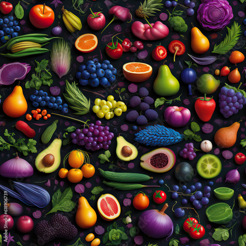 Vegetables variety colorful repeat pattern
