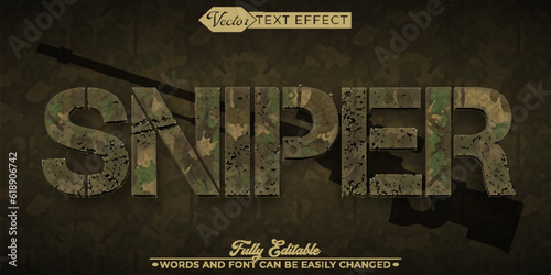 Army Camouflage Sniper Vector Editable Text Effect Template